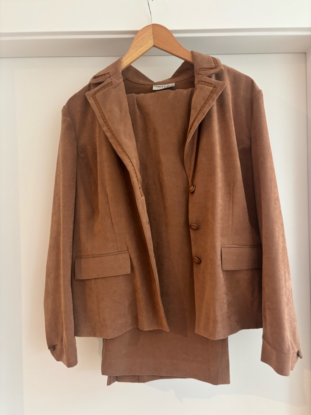 Amazing Vintage Faux Suede and Leather Western Blazer and Skirt Set